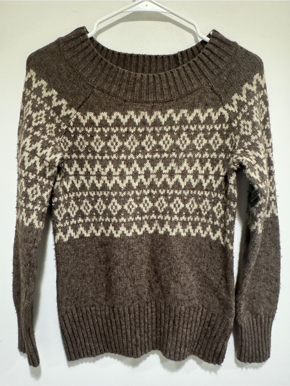 Royal Robbins Brown & Cream Fair Isle Crew Neck Sweater